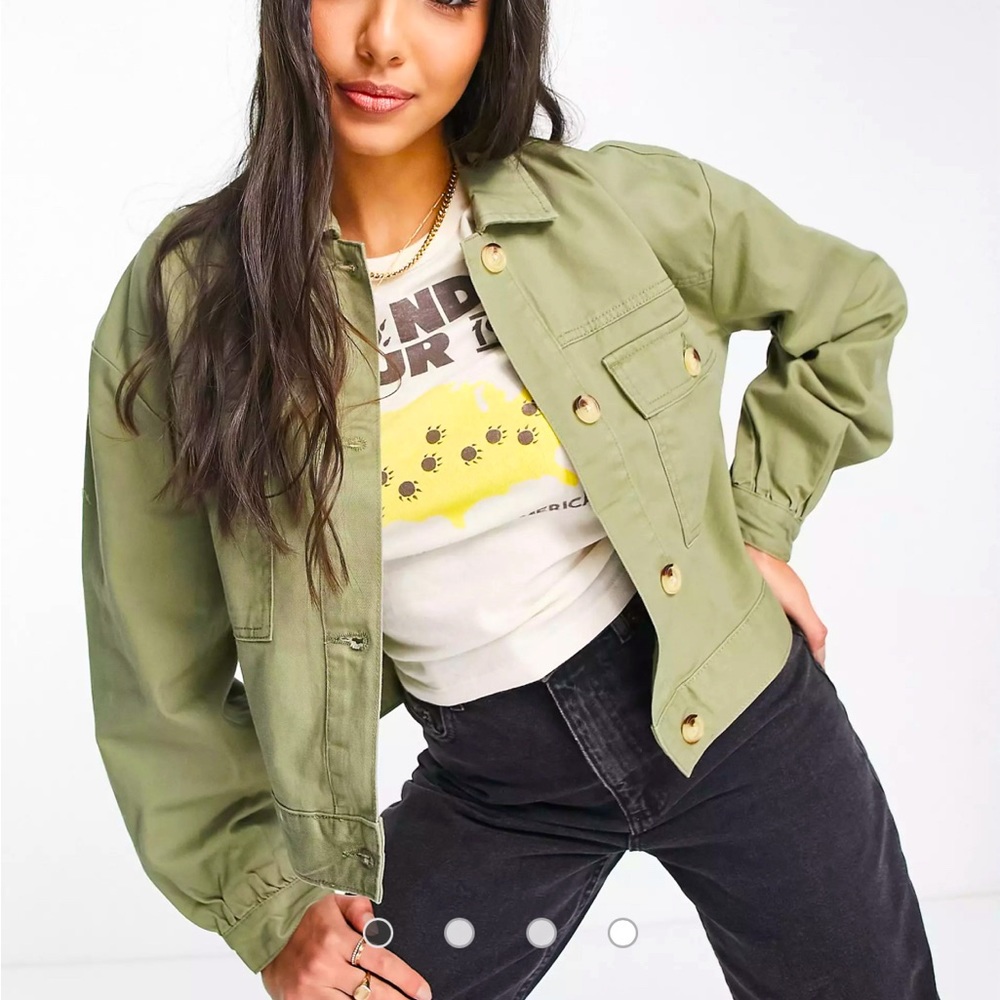 Olive Cropped Shacket - image 1